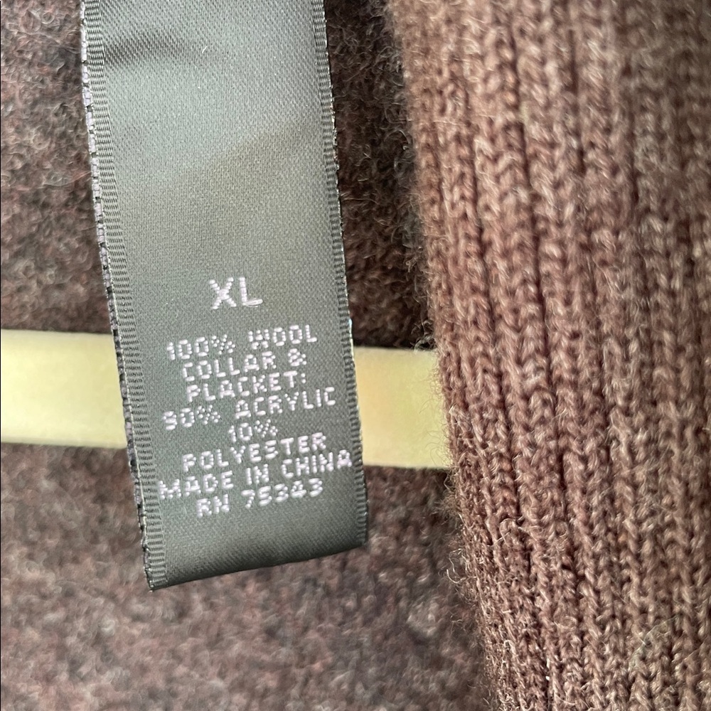 Elena Solano Cardigan Sweater Size XL Wool Open Front Shawl Collar Brown - Picture 7 of 12